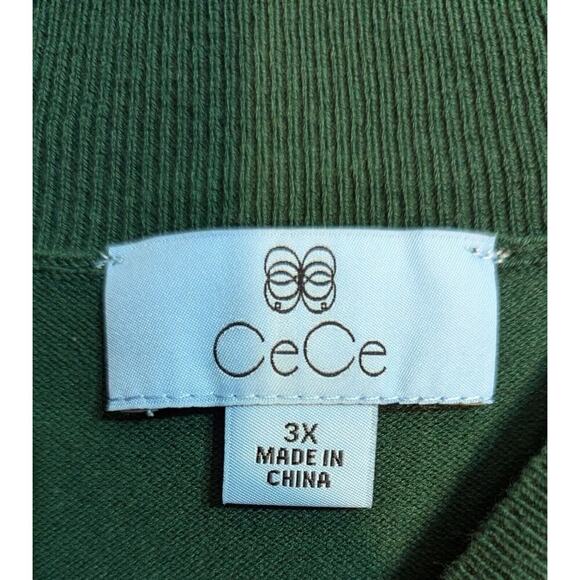 CeCe Sweater Women’s Size 3X Green Pullover Mock Neck Clip Dot Sheer - Picture 4 of 7